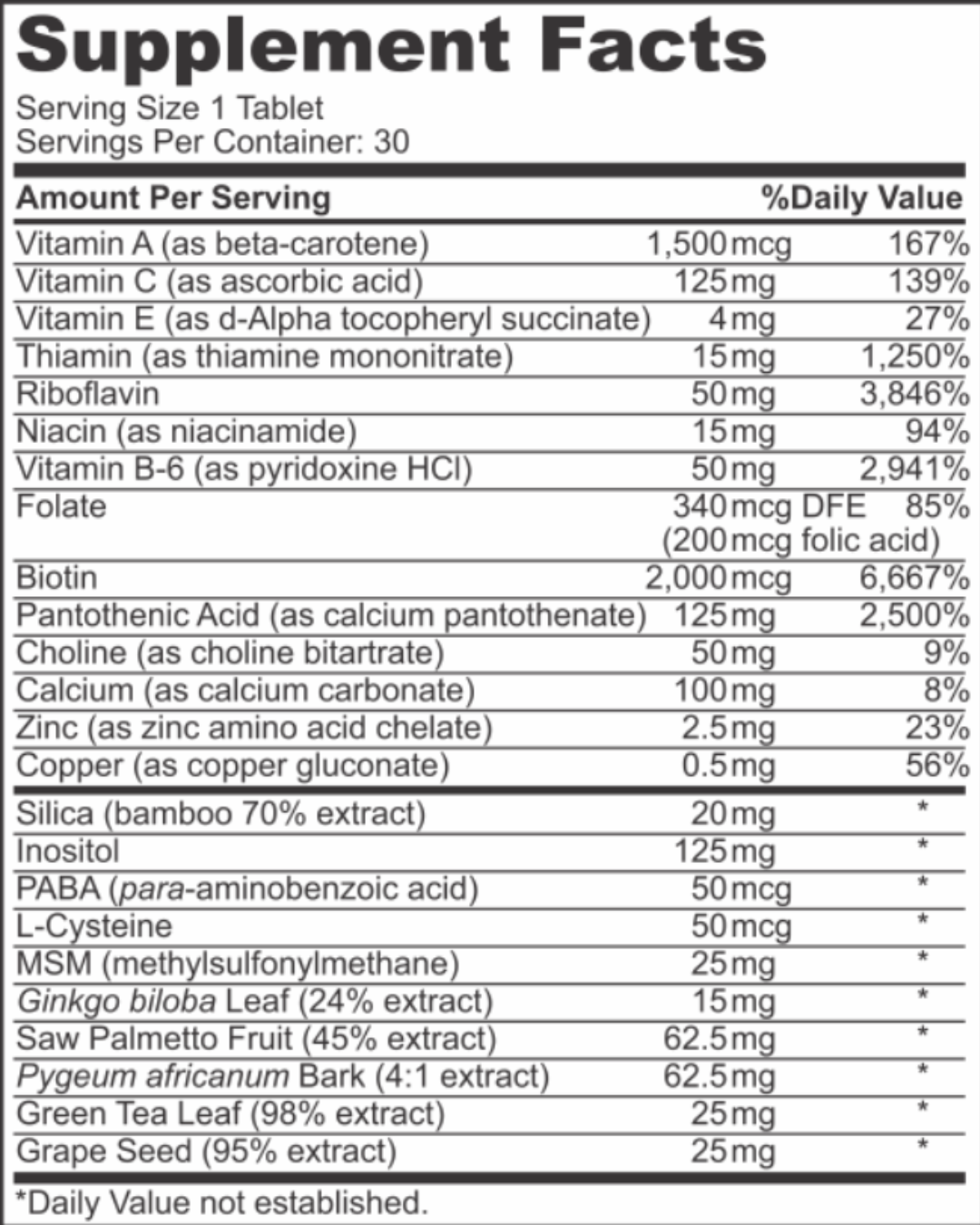 Hair Vitamins _30 Tabs